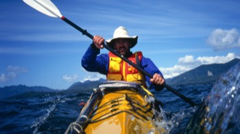  John paddling off Vancouver Island's west coast 