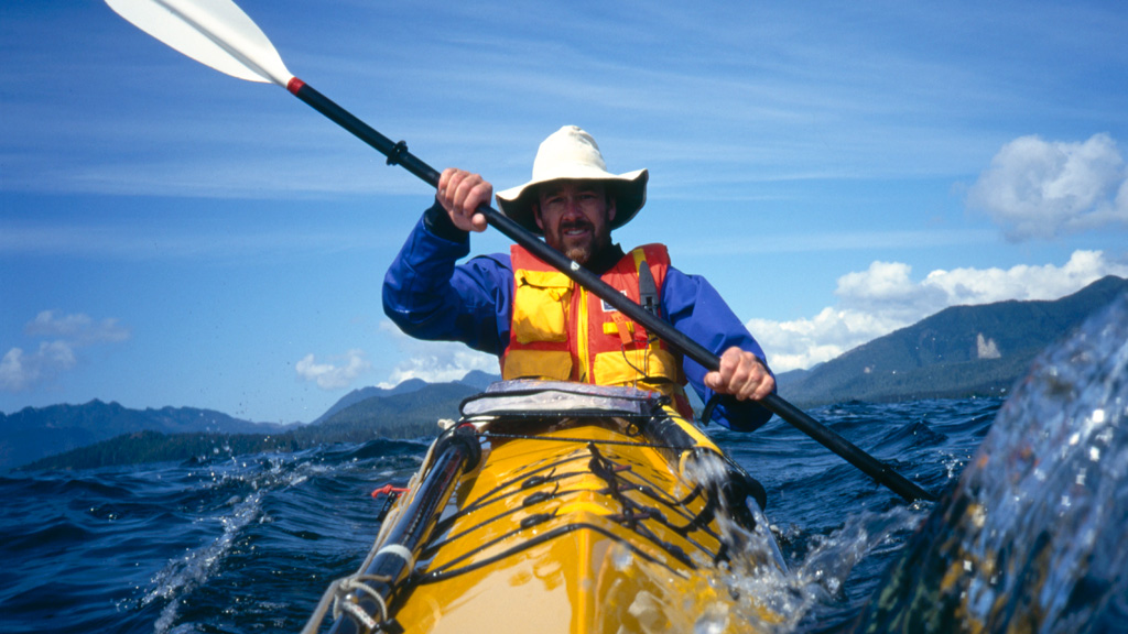  John paddling off Vancouver Island's west coast 