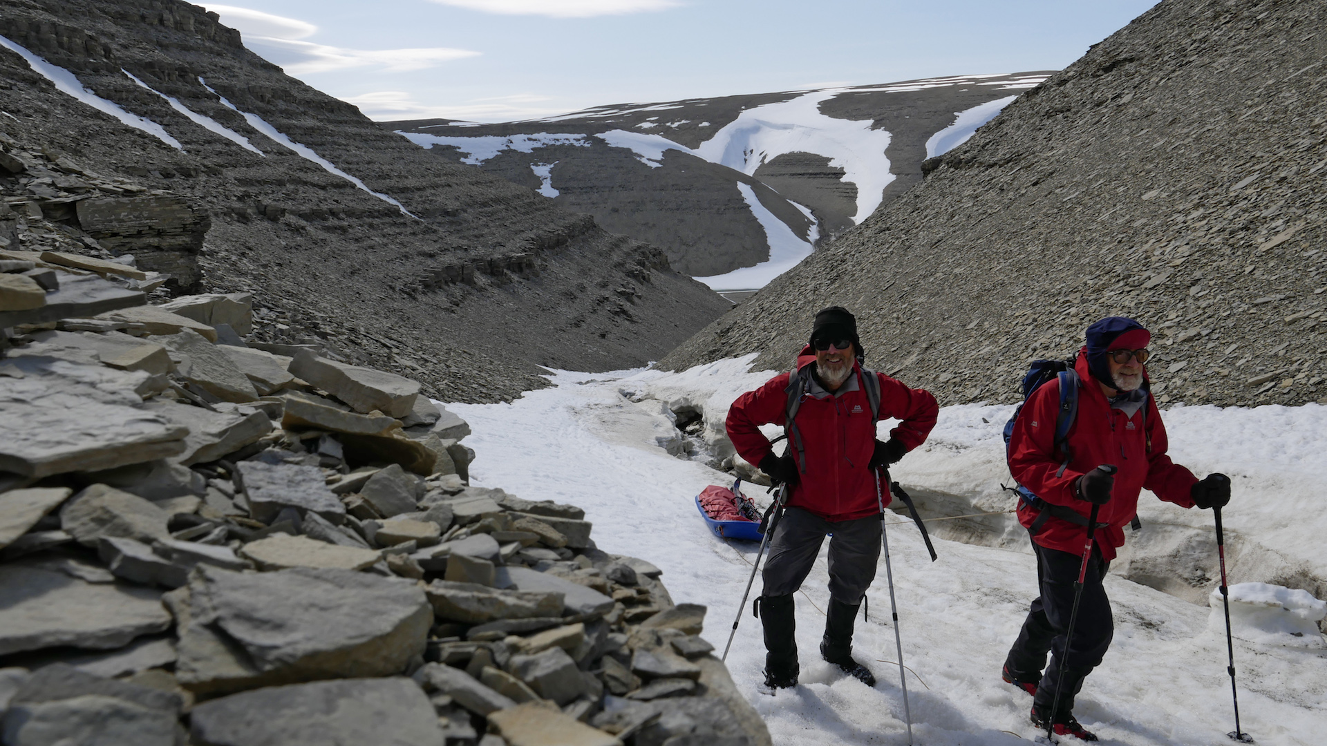  John and Sandy dealing with a Somerset Island gorge 